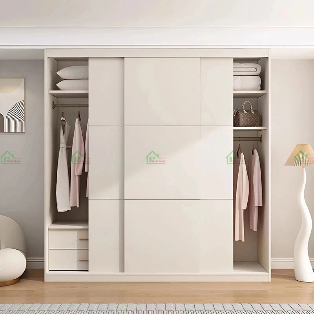 HDF phủ Melamine siêu chống ẩm dùng cho tủ cửa lùa hiện đại