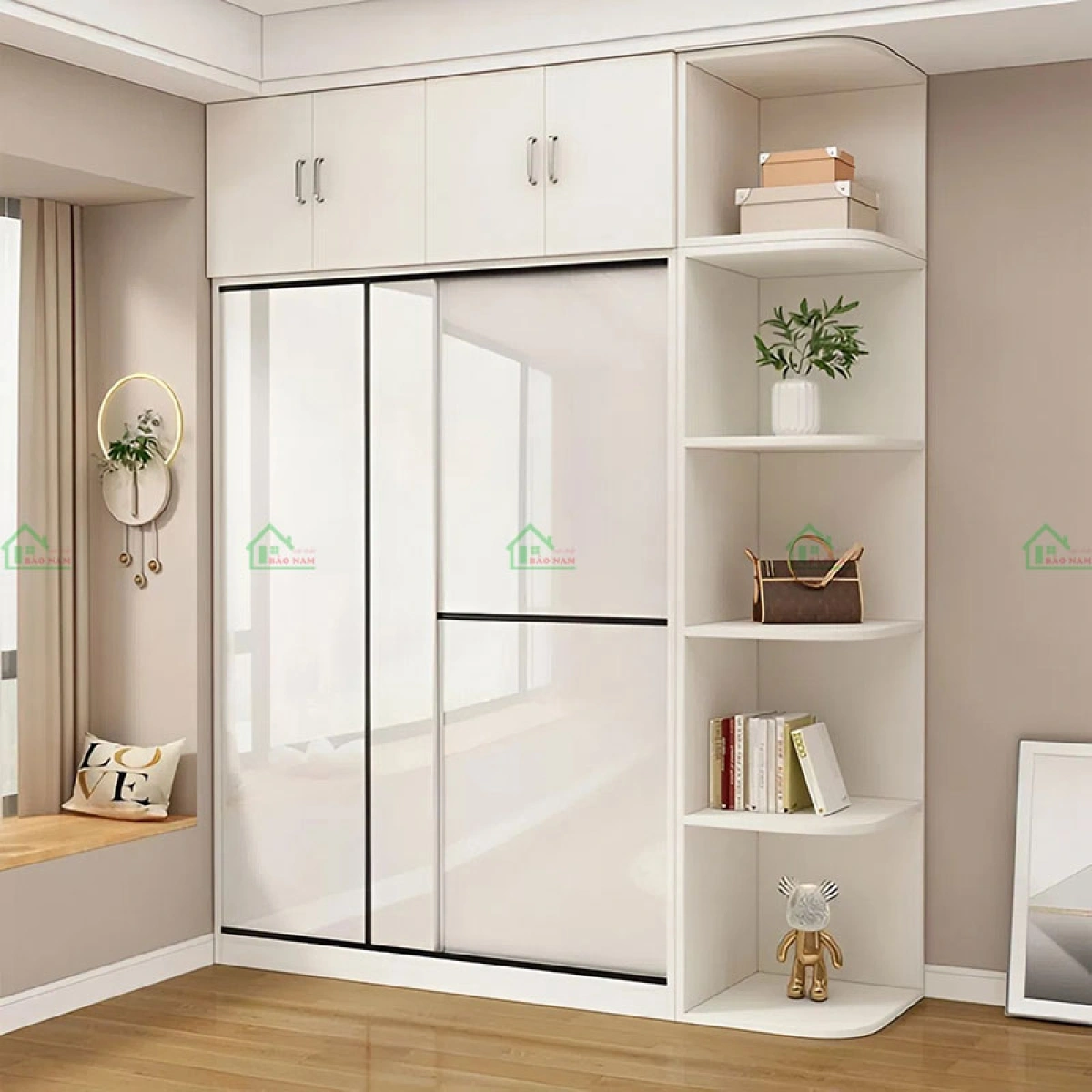 Tủ quần áo cửa lùa cho phòng ngủ nhỏ tiết kiệm diện tích