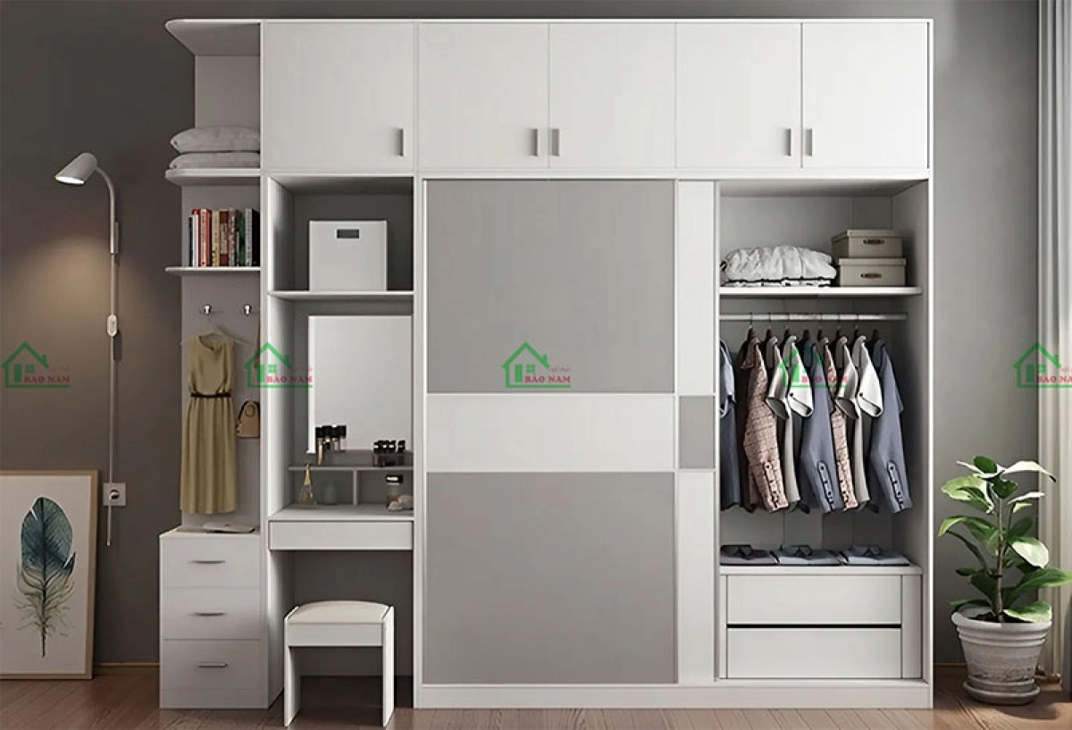 Tủ cửa lùa kết hợp bàn trang điểm tiện dụng