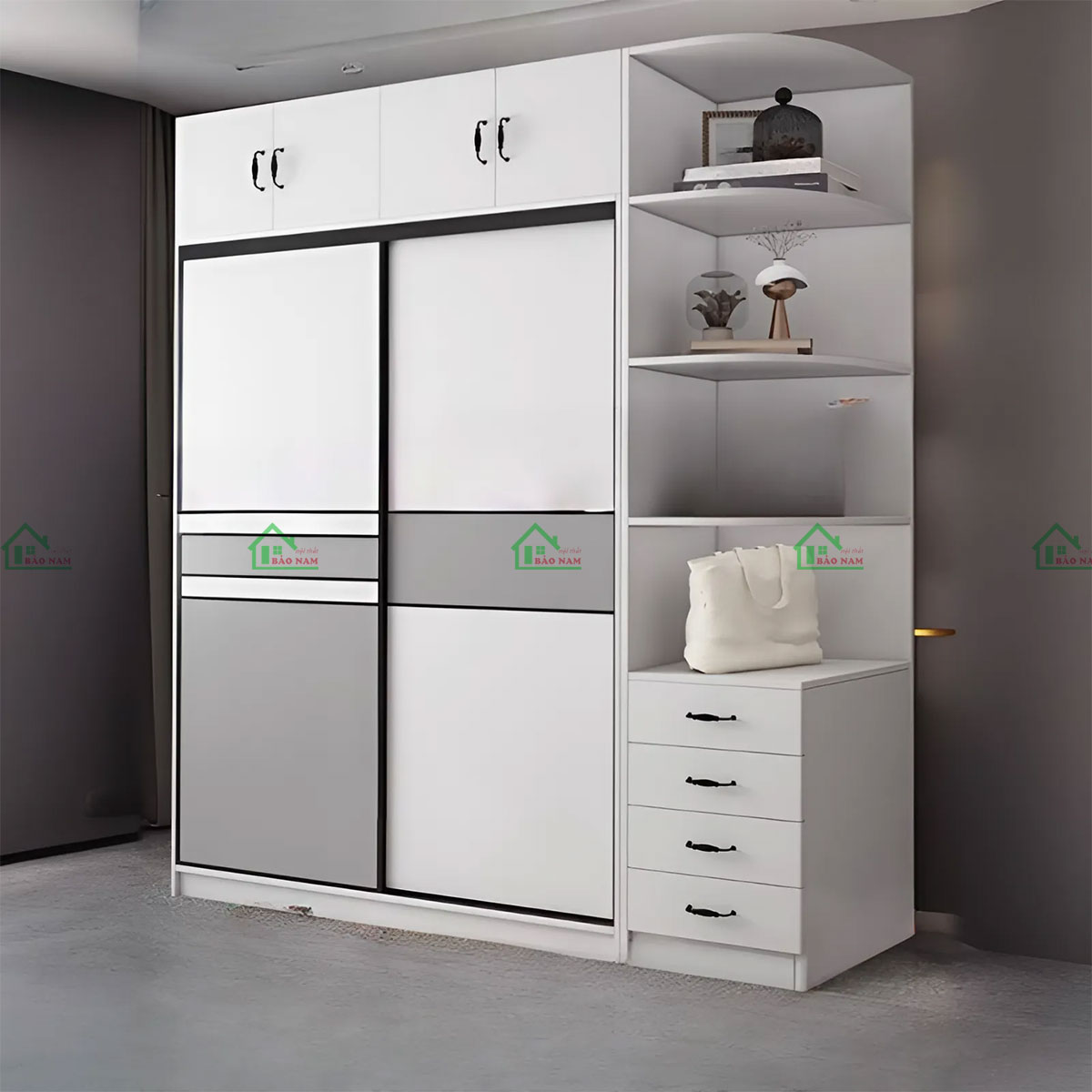 Tủ Quần Áo Cửa Lùa Màu Trắng Đẹp Hiện Đại TAL02
