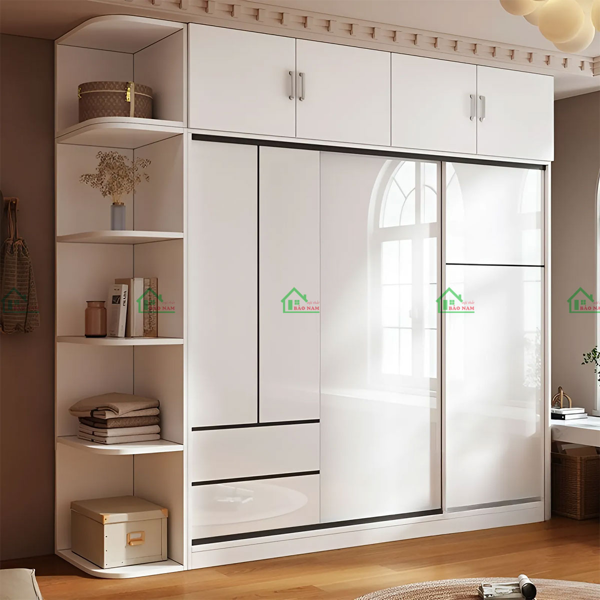 Tủ Quần Áo Cửa Lùa Màu Trắng Đẹp Hiện Đại TAL01