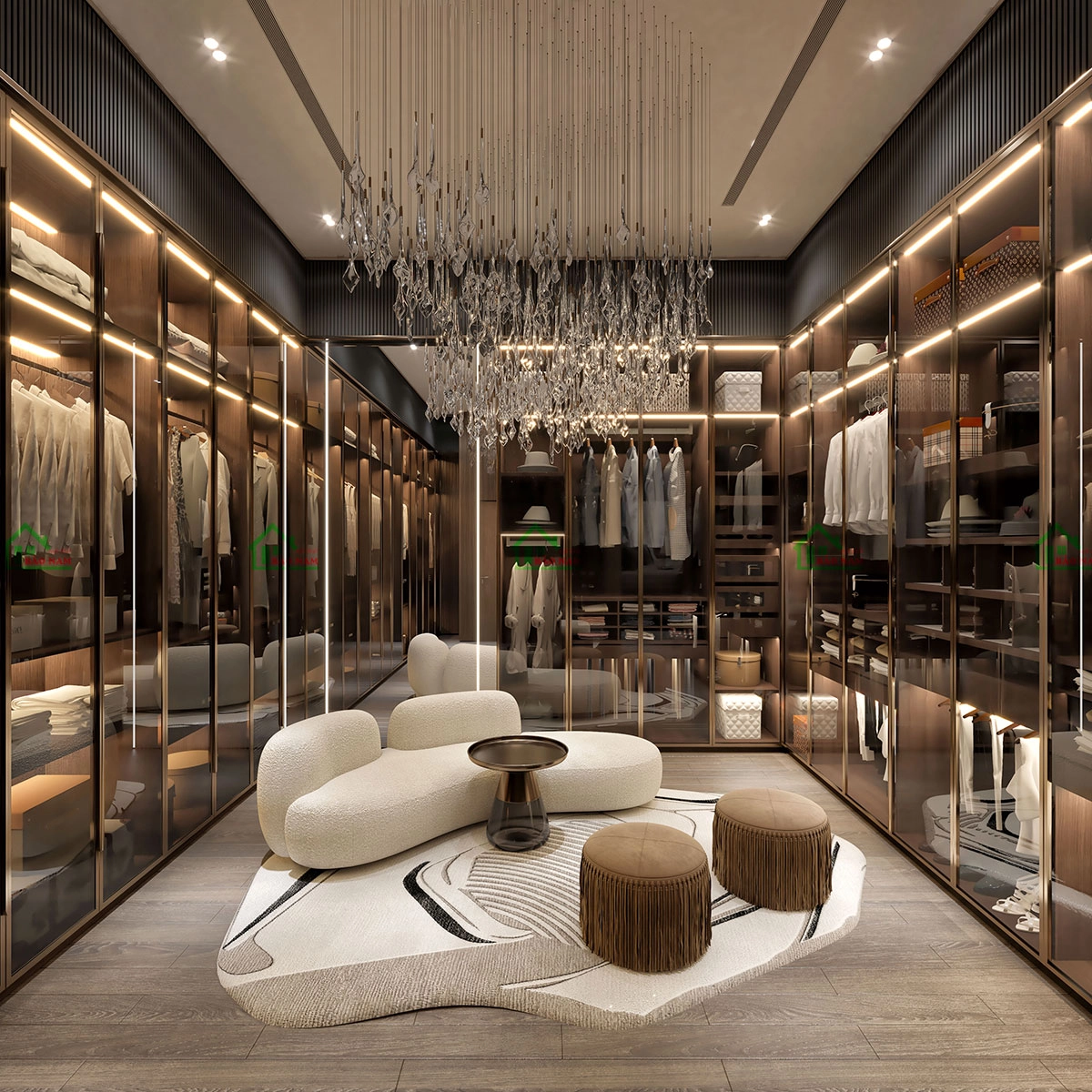Mẫu tủ quần áo cánh kính cao cấp cho phòng ngủ phong cách Luxury