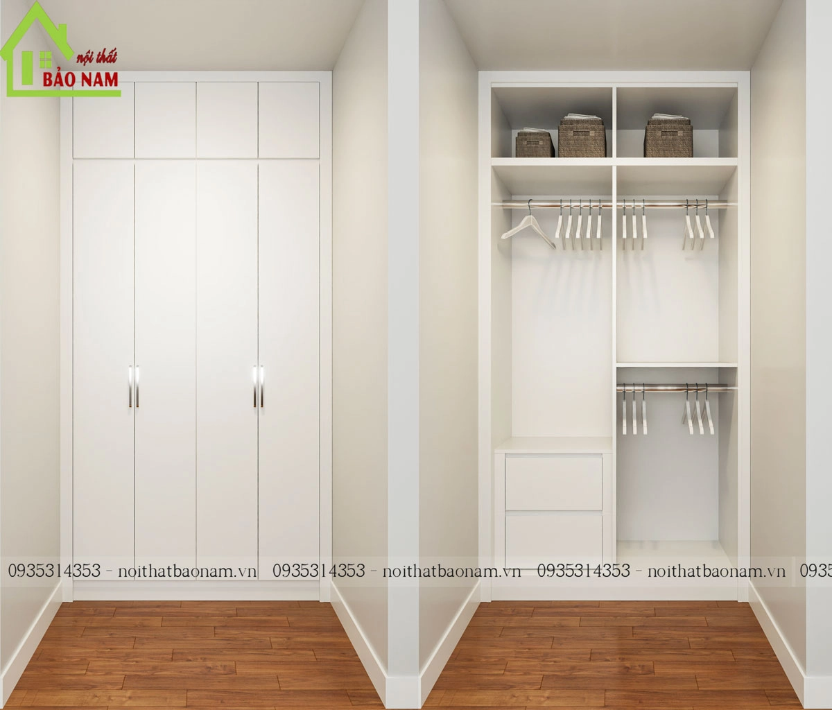 Mẫu tủ quần áo âm tường hiện đại