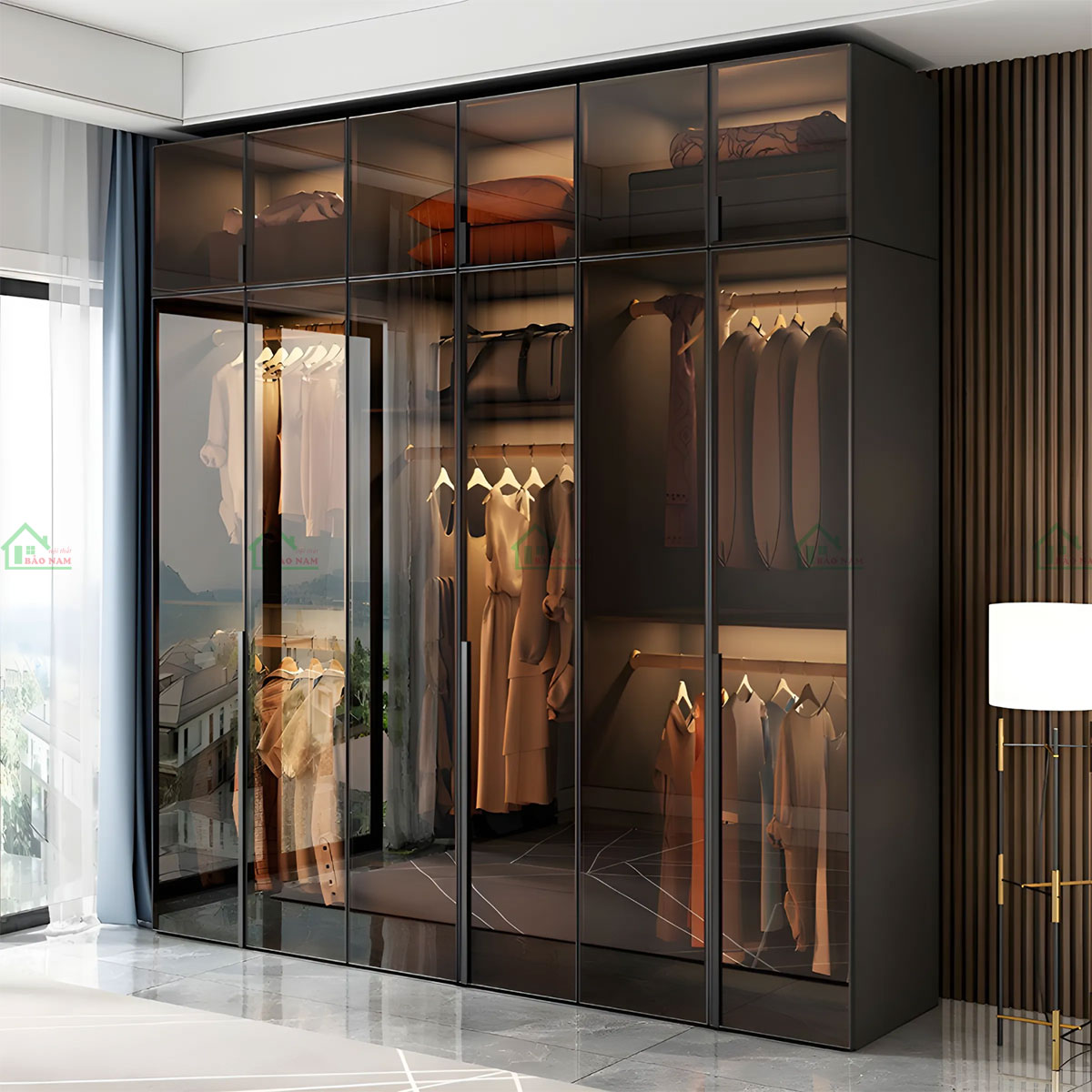 Tủ Quần Áo Gỗ Cánh Kính Đẹp TK34