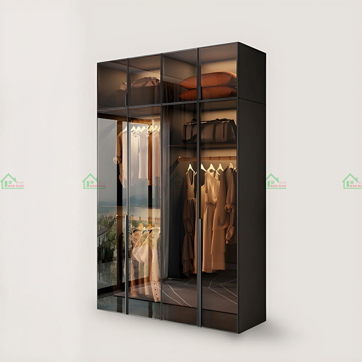 Tủ Quần Áo Gỗ Cánh Kính Đẹp TK34
