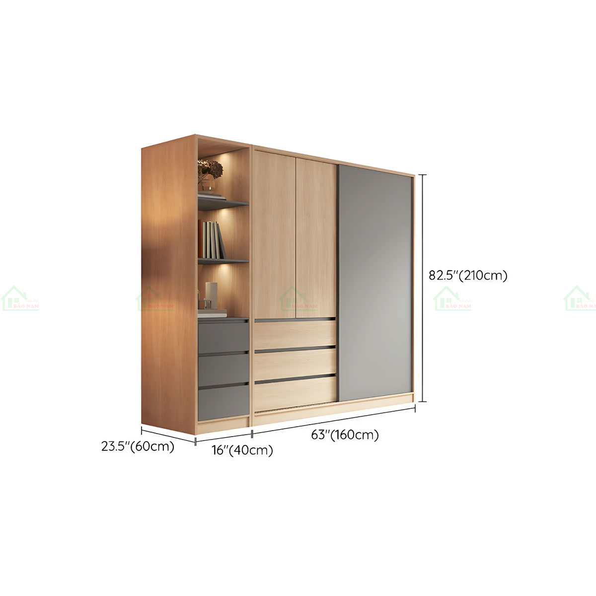 Tủ Quần Áo Gỗ Cánh Lùa Hiện Đại Đẹp TAL33