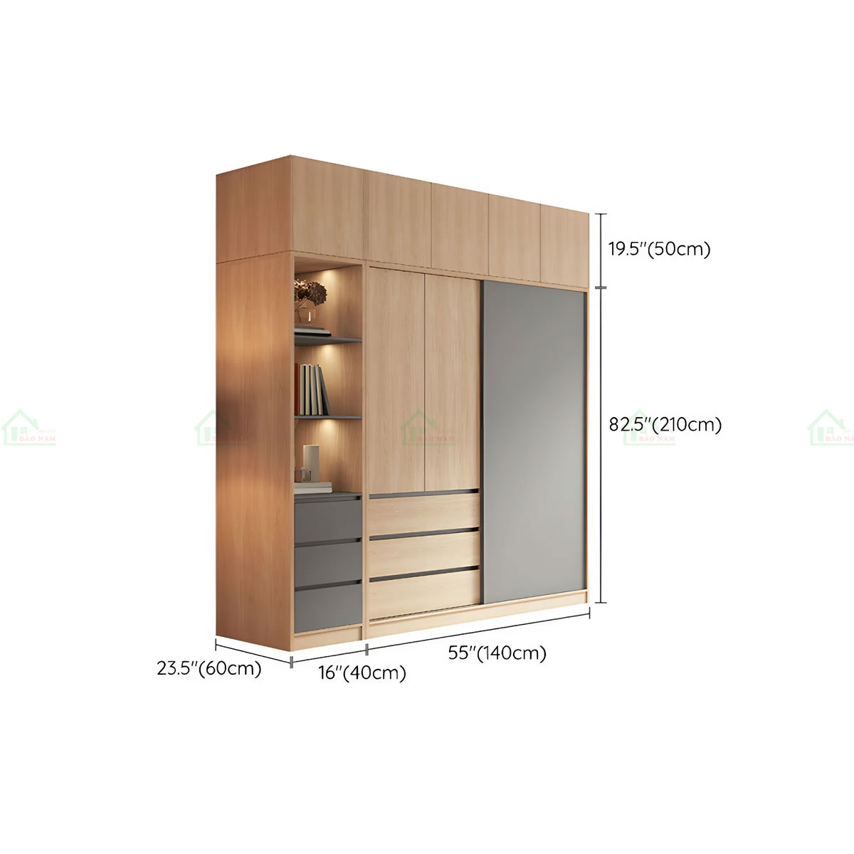 Tủ Quần Áo Gỗ Cánh Lùa Hiện Đại Đẹp TAL33