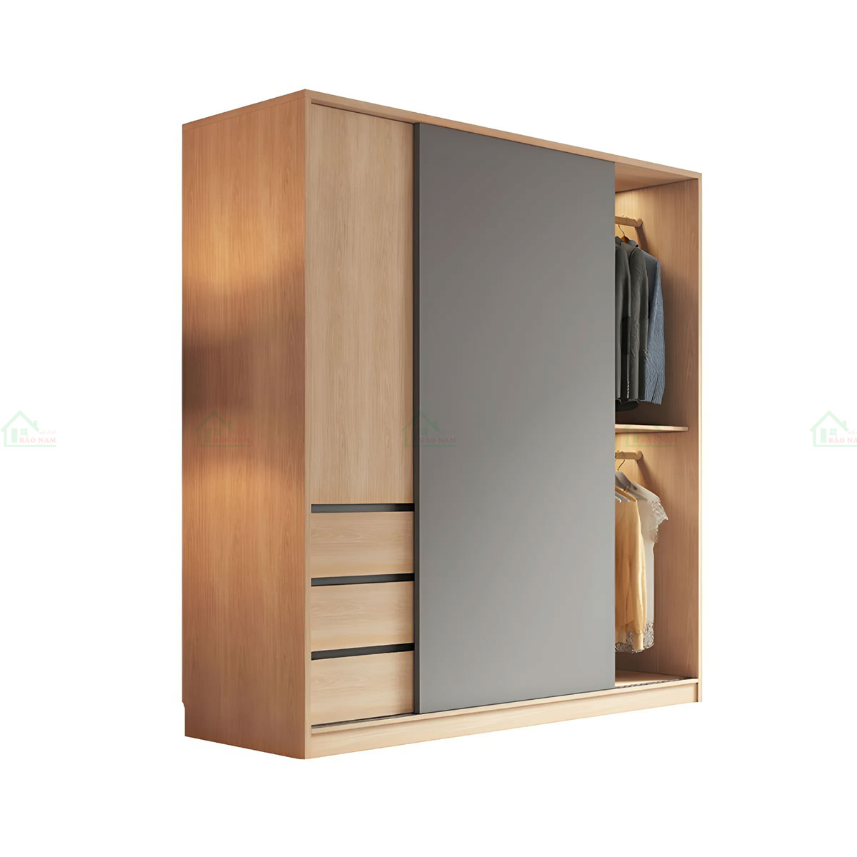 Tủ Quần Áo Gỗ Cánh Lùa Hiện Đại Đẹp TAL33