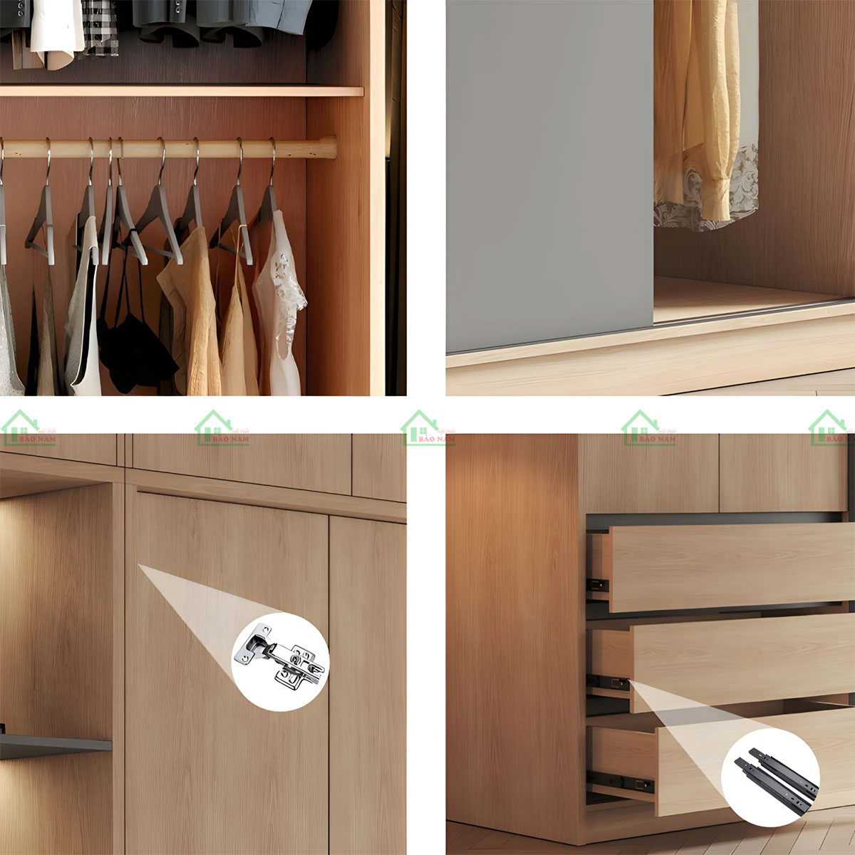 Tủ Quần Áo Gỗ Cánh Lùa Hiện Đại Đẹp TAL33
