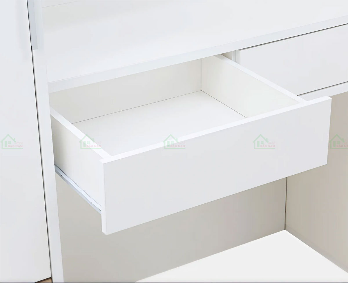 Tích hợp bàn phấn với gương trang điểm và đèn led, tiện lợi cho việc trang điểm