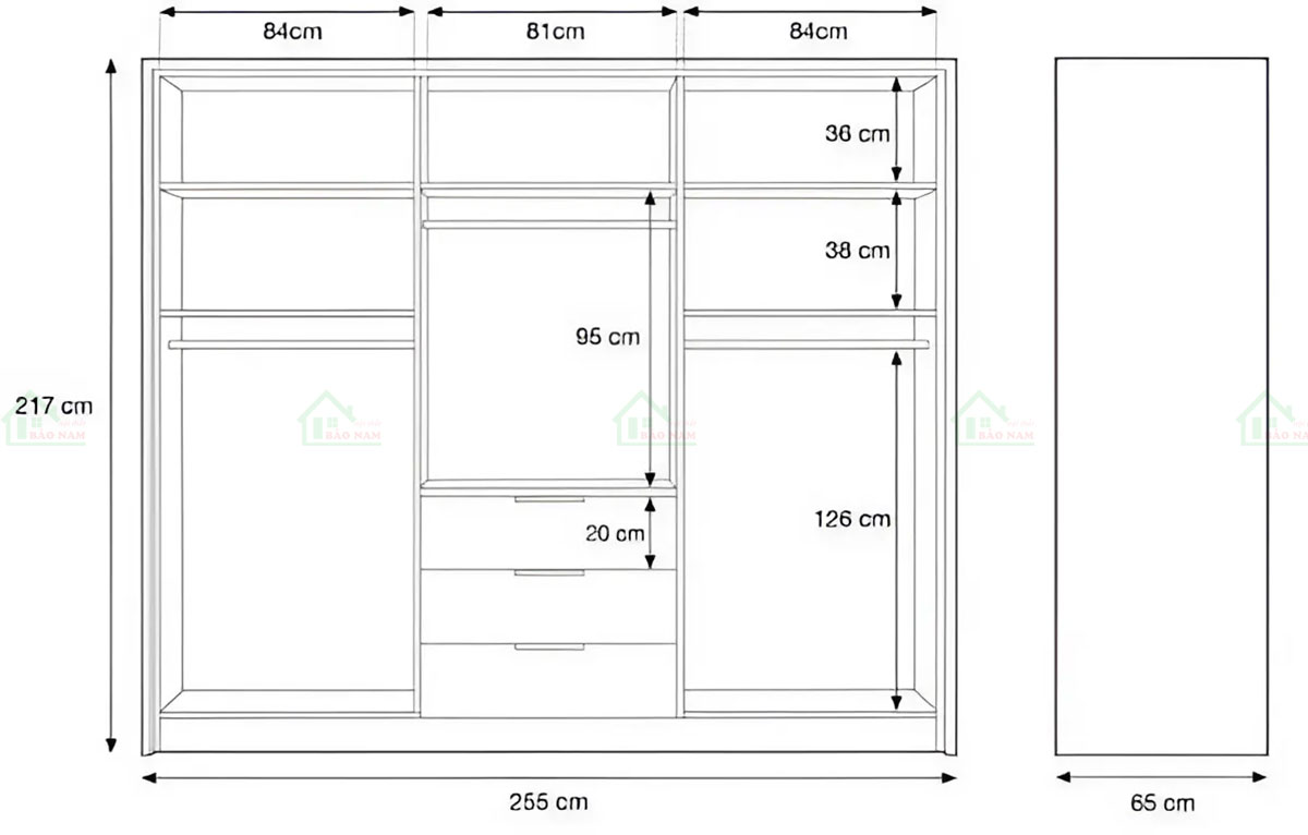 Tủ Quần Áo Gỗ Công Nghiệp Hiện Đại TA67