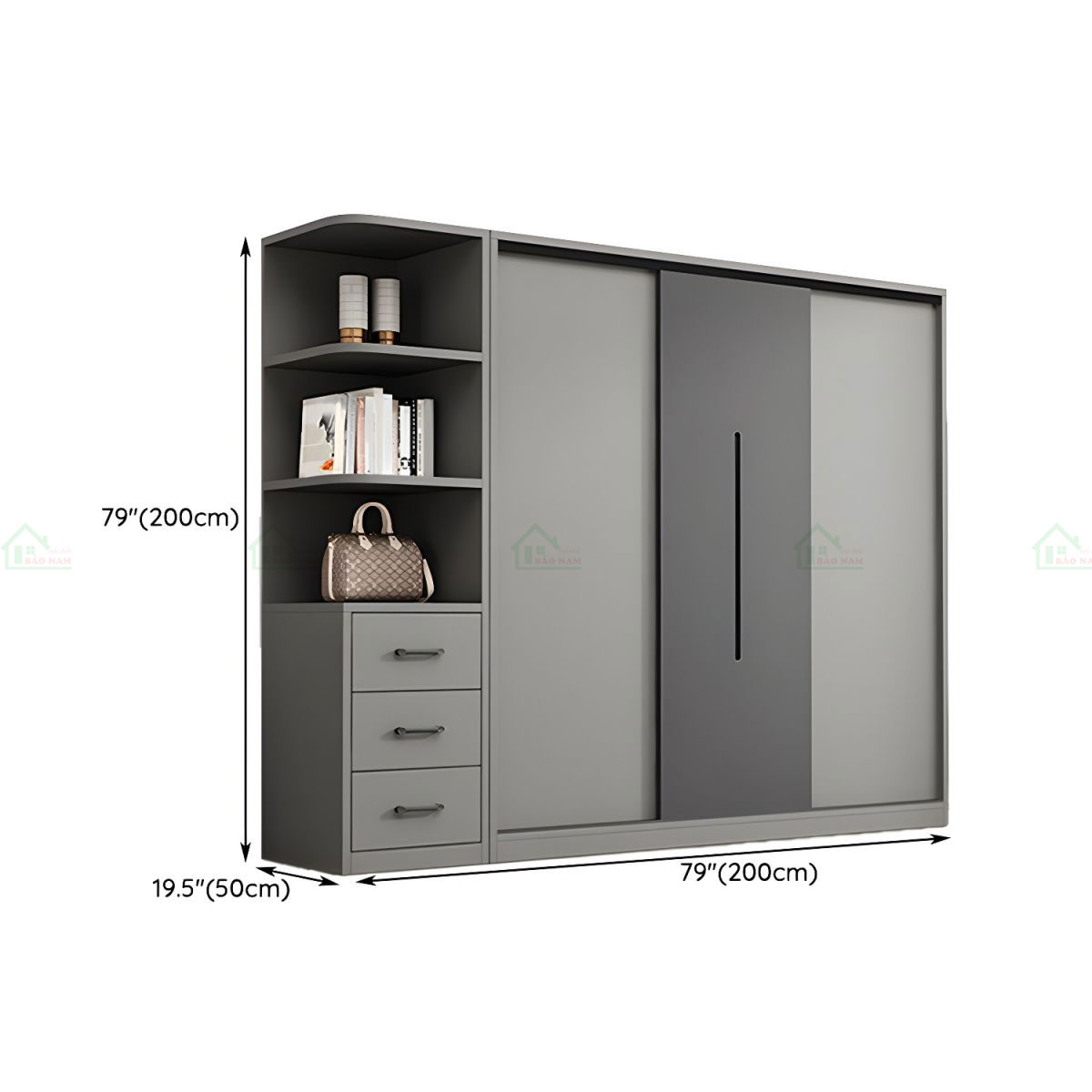 Tủ Quần Áo Gỗ Công Nghiệp MDF 3 Cánh Lùa Đẹp Hiện Đại TAL20