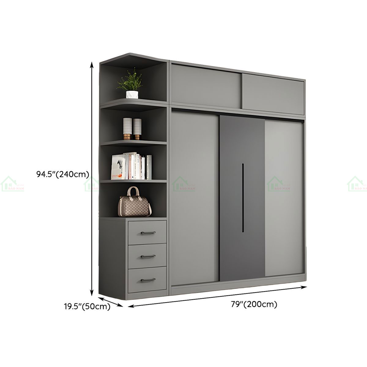 Tủ Quần Áo Gỗ Công Nghiệp MDF 3 Cánh Lùa Đẹp Hiện Đại TAL20