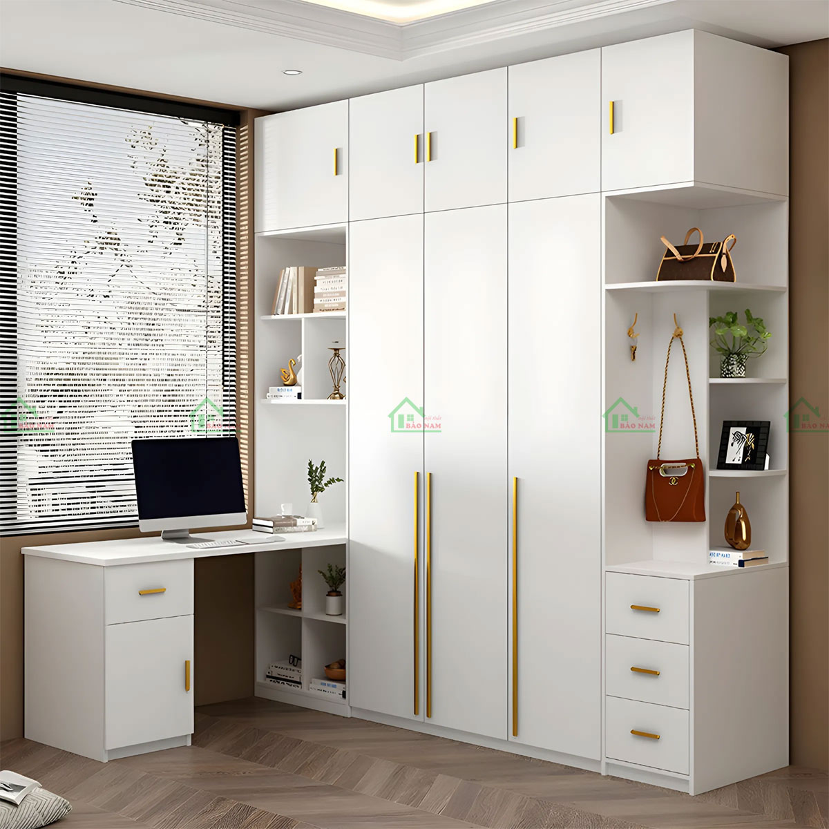 Kết hợp bàn làm việc tiện nghi cho tủ quần áo TA43