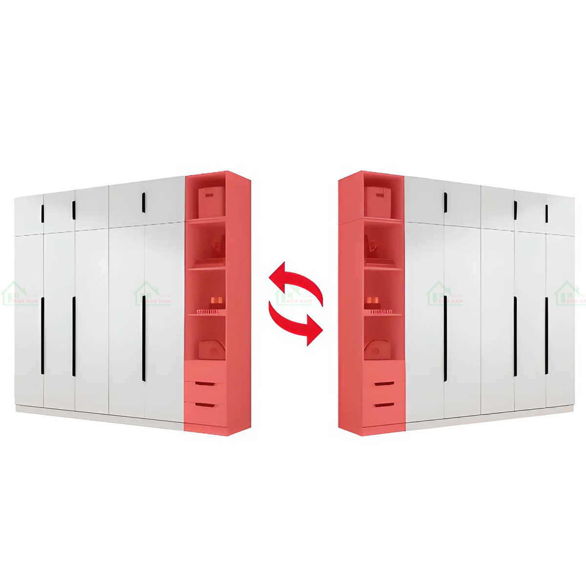 Tủ Quần Áo Gỗ Công Nghiệp MDF Màu Trắng Đẹp Hiện Đại TA34