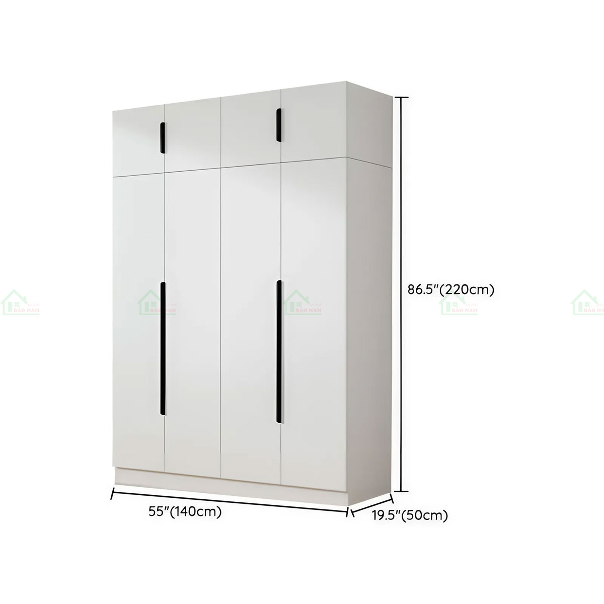 Tủ Quần Áo Gỗ Công Nghiệp MDF Màu Trắng Đẹp Hiện Đại TA34