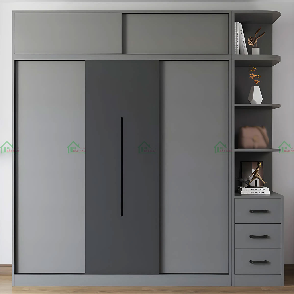 Tủ Quần Áo Gỗ MDF Cánh Lùa Hiện Đại TAL25