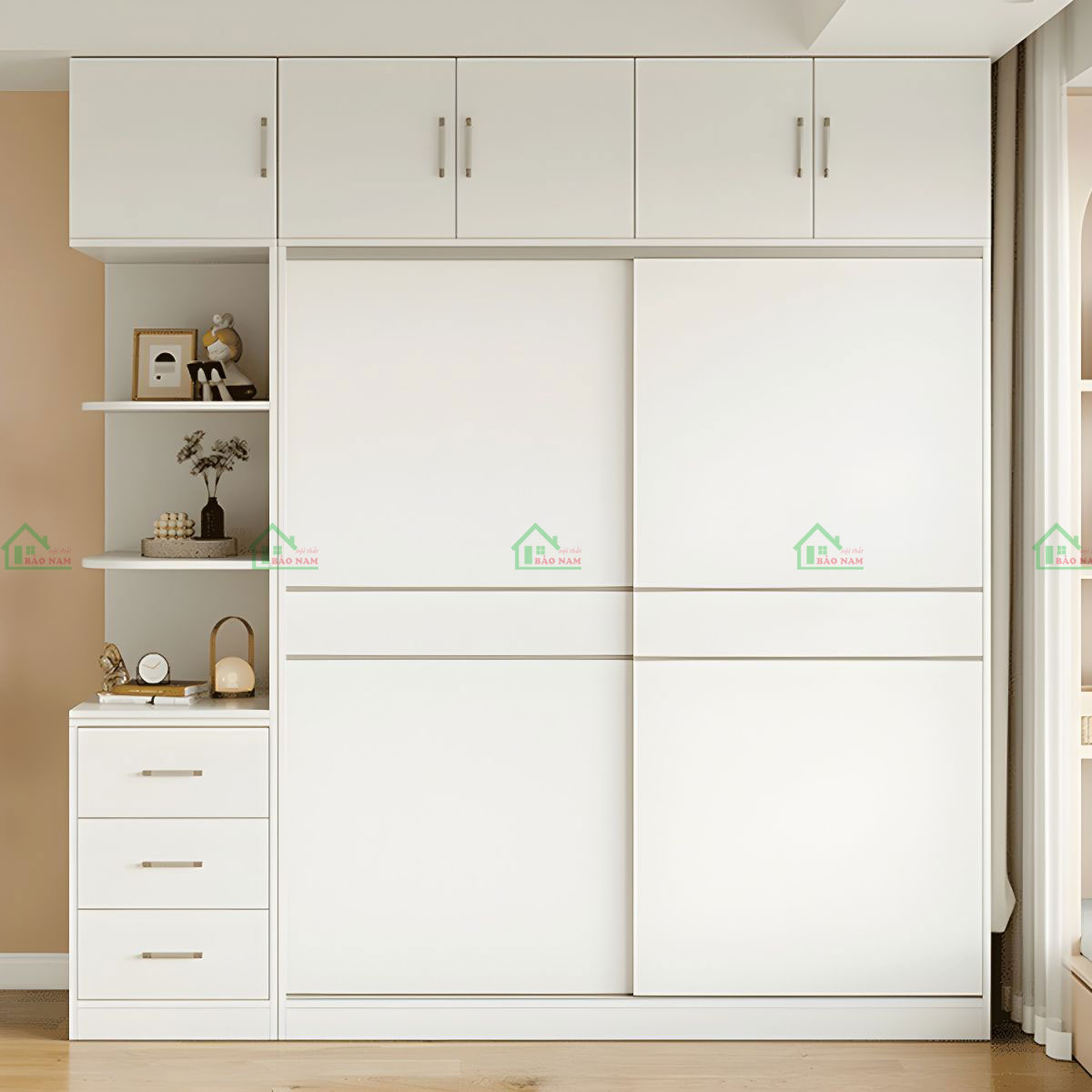 Thiết kế cánh cửa trượt tiện lợi, hiện đại, tối ưu hóa không gian phòng ngủ.