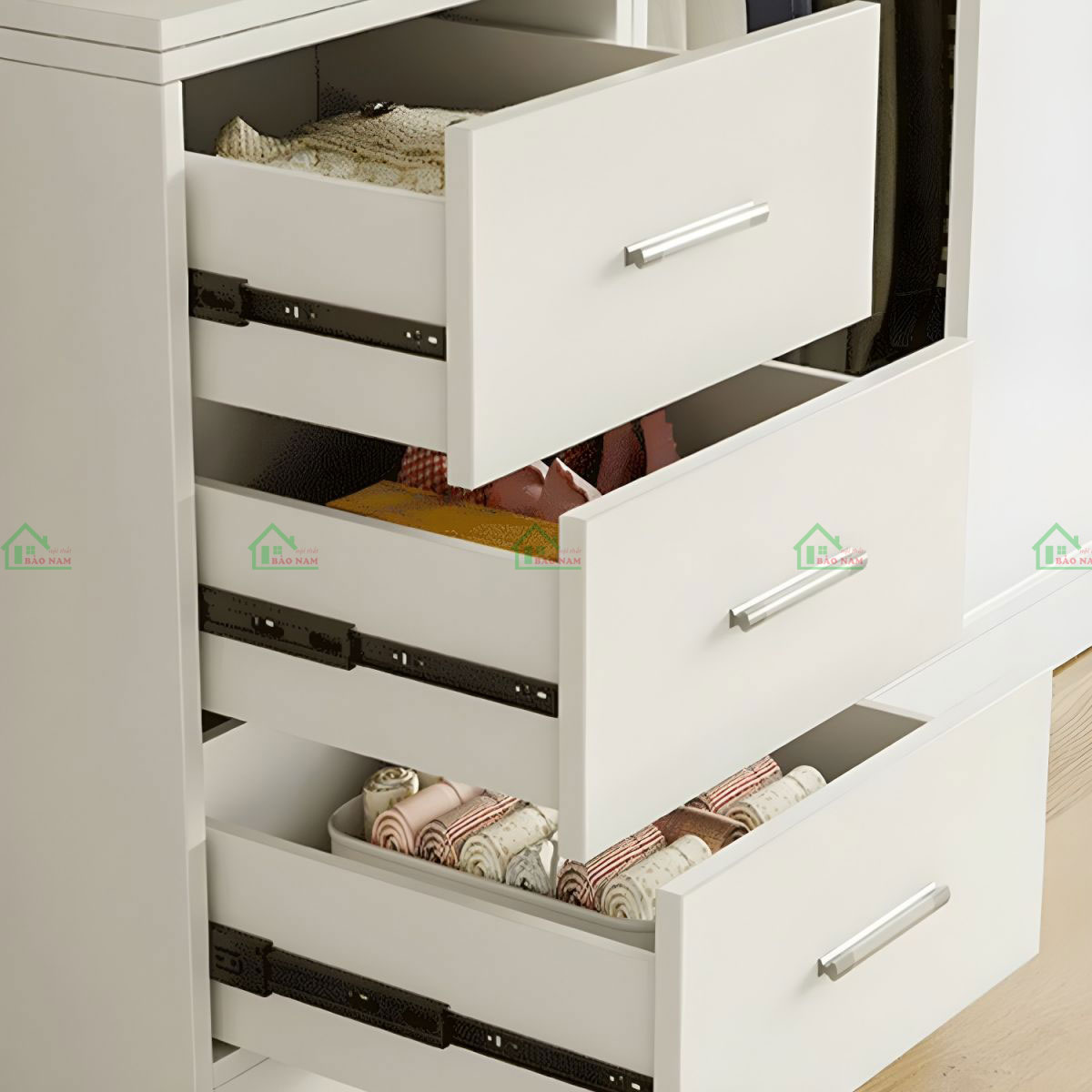 Tủ Quần Áo Gỗ MDF Cánh Lùa Màu Trắng Đẹp Hiện Đại TAL19