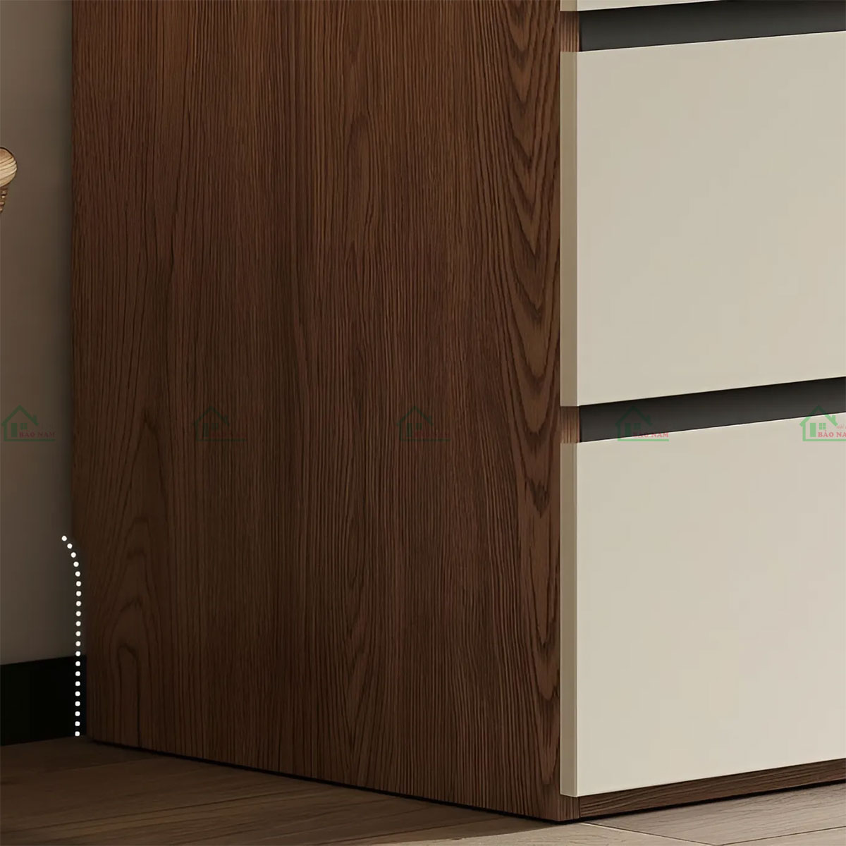Gỗ MDF chất lượng cao phủ melamine, đảm bảo độ bền và dễ dàng vệ sinh, bảo quản.