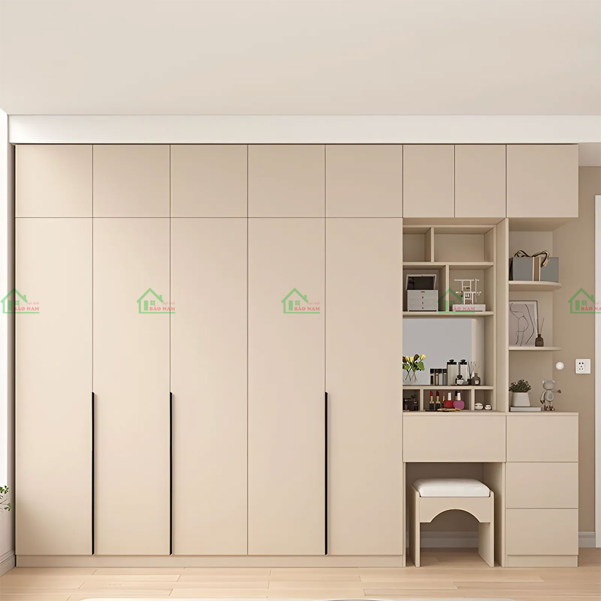 Tủ Quần Áo Gỗ MDF Kết Hợp Bàn Phấn Hiện Đại TA44