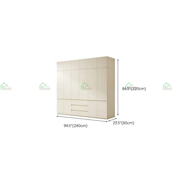 Tủ quần áo TA81 An Cường kích thước 240cm * cao 220cm, không gian lưu trữ rộng rãi