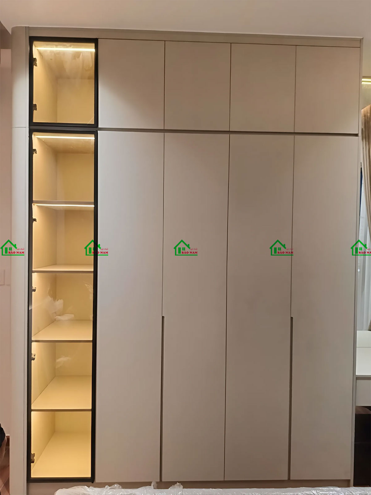 Thi Công Thực Tế: Tủ Quần Áo Gỗ MDF Màu Kem Đẹp Hiện Đại TA31