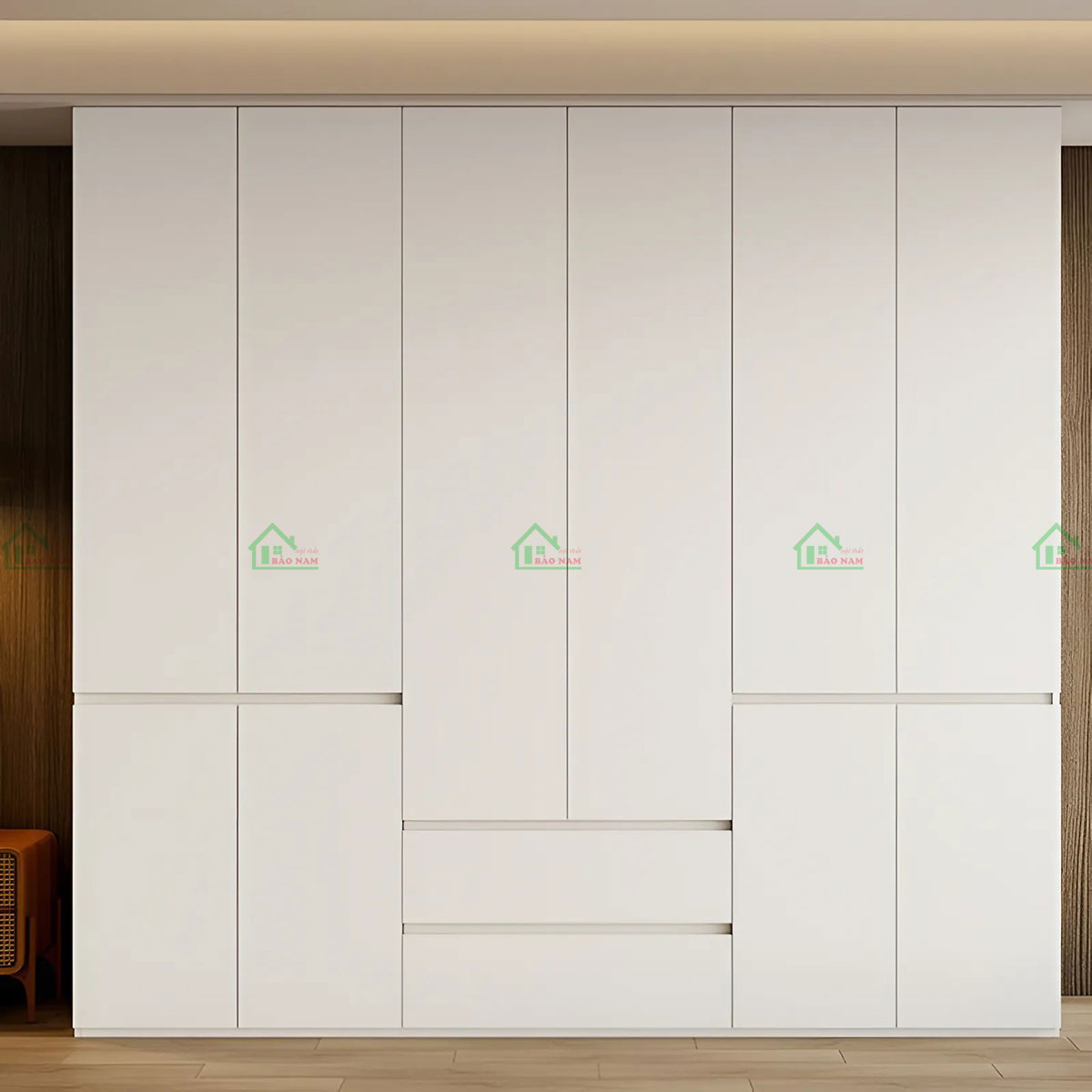 Tủ quần áo gỗ MDF trắng hiện đại TA74 - thiết kế kịch trần, tối giản