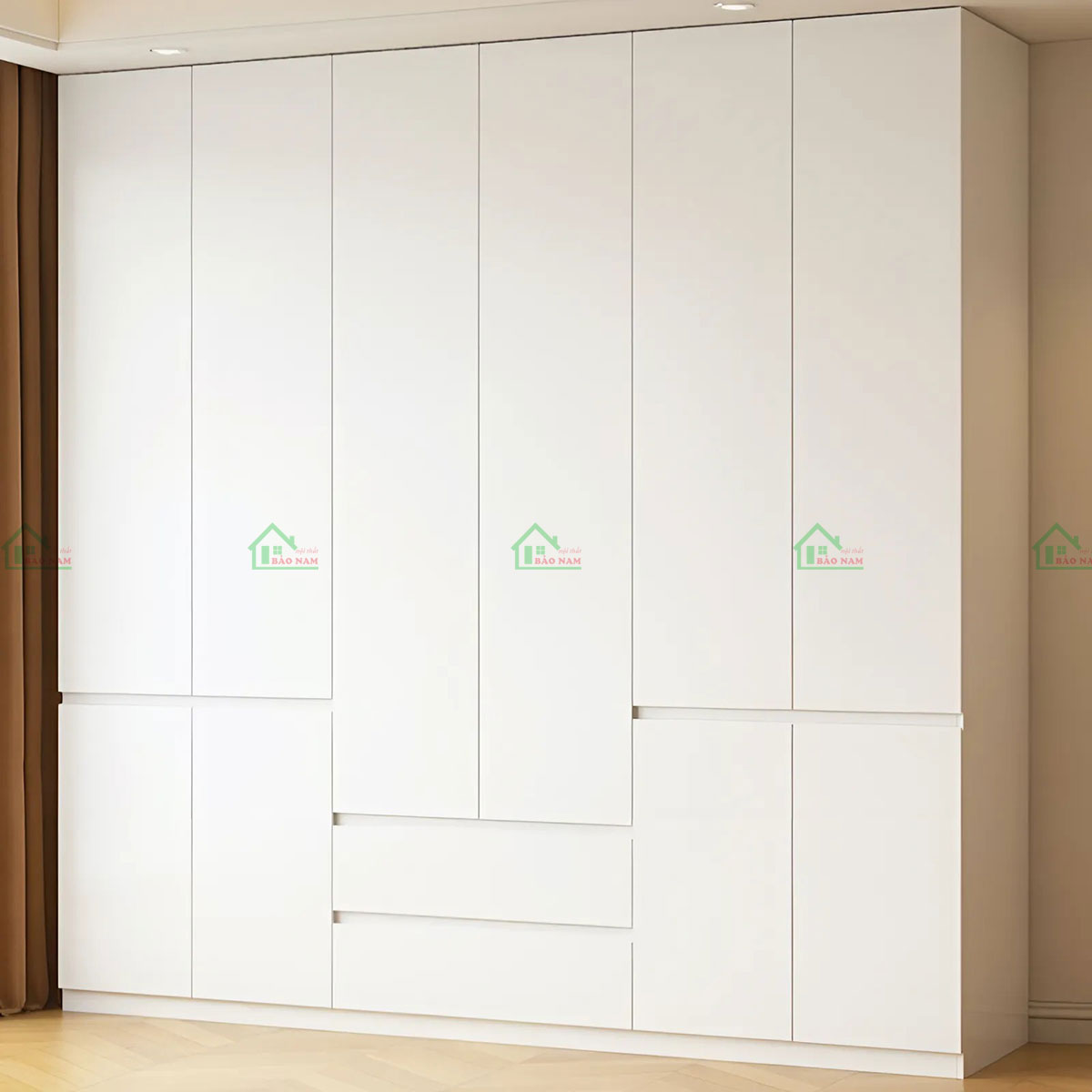 Thiết kế nhiều cánh mở kết hợp ngăn kéo, mang đến không gian lưu trữ rộng rãi