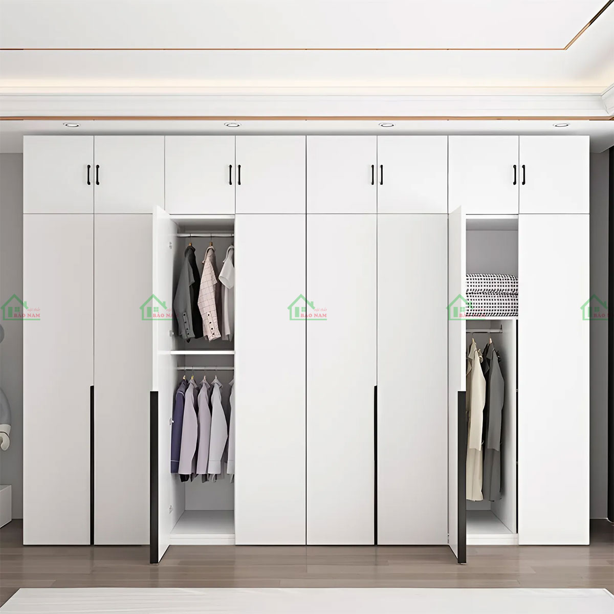 Tủ Quần Áo Gỗ MDF Melamine Màu Trắng Đẹp Hiện Đại TA39