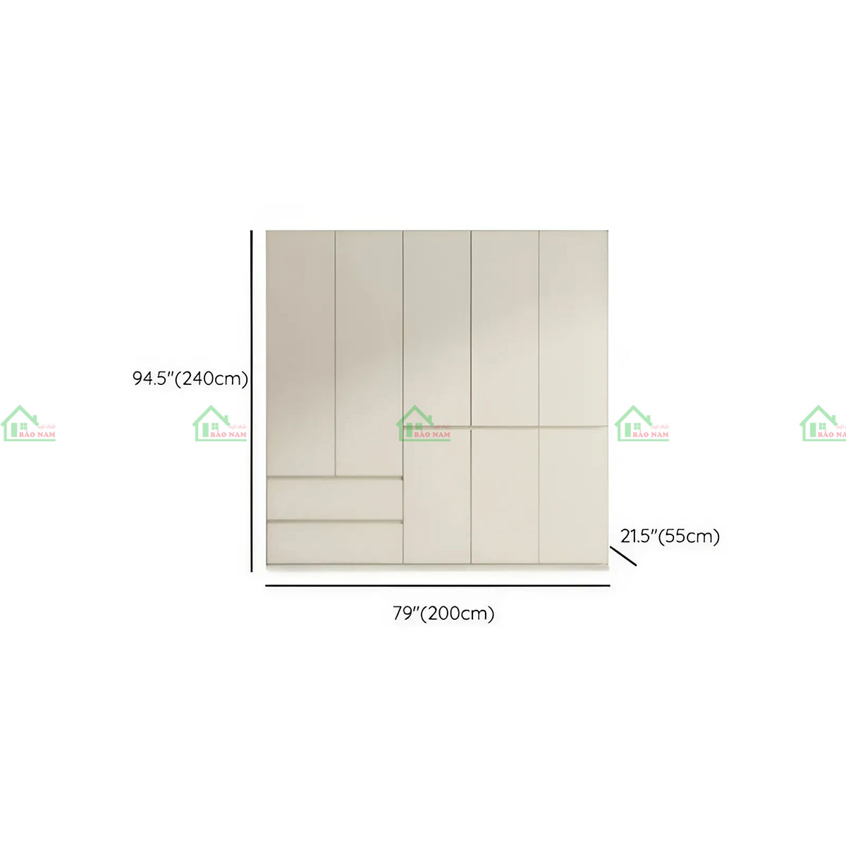 Nhiều cánh tủ mở của tủ quần áo gỗ MDF TA76, không gian lưu trữ lớn