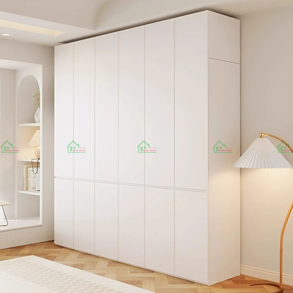 Tủ quần áo gỗ MDF TA77 màu trắng đẹp hiện đại