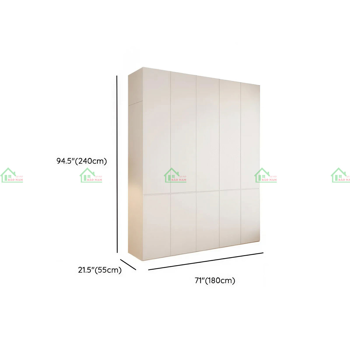 Tủ quần áo gỗ MDF đẹp TA77 - Kích thước 180cm x 55cm x 240cm