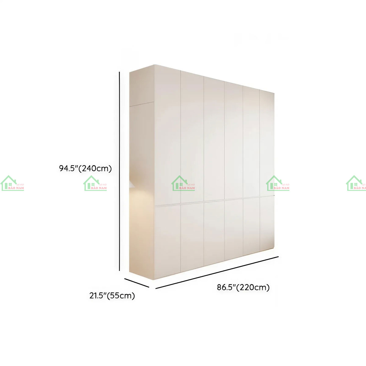 Tủ quần áo gỗ MDF đẹp TA77 - Kích thước 220cm x 55cm x 240cm