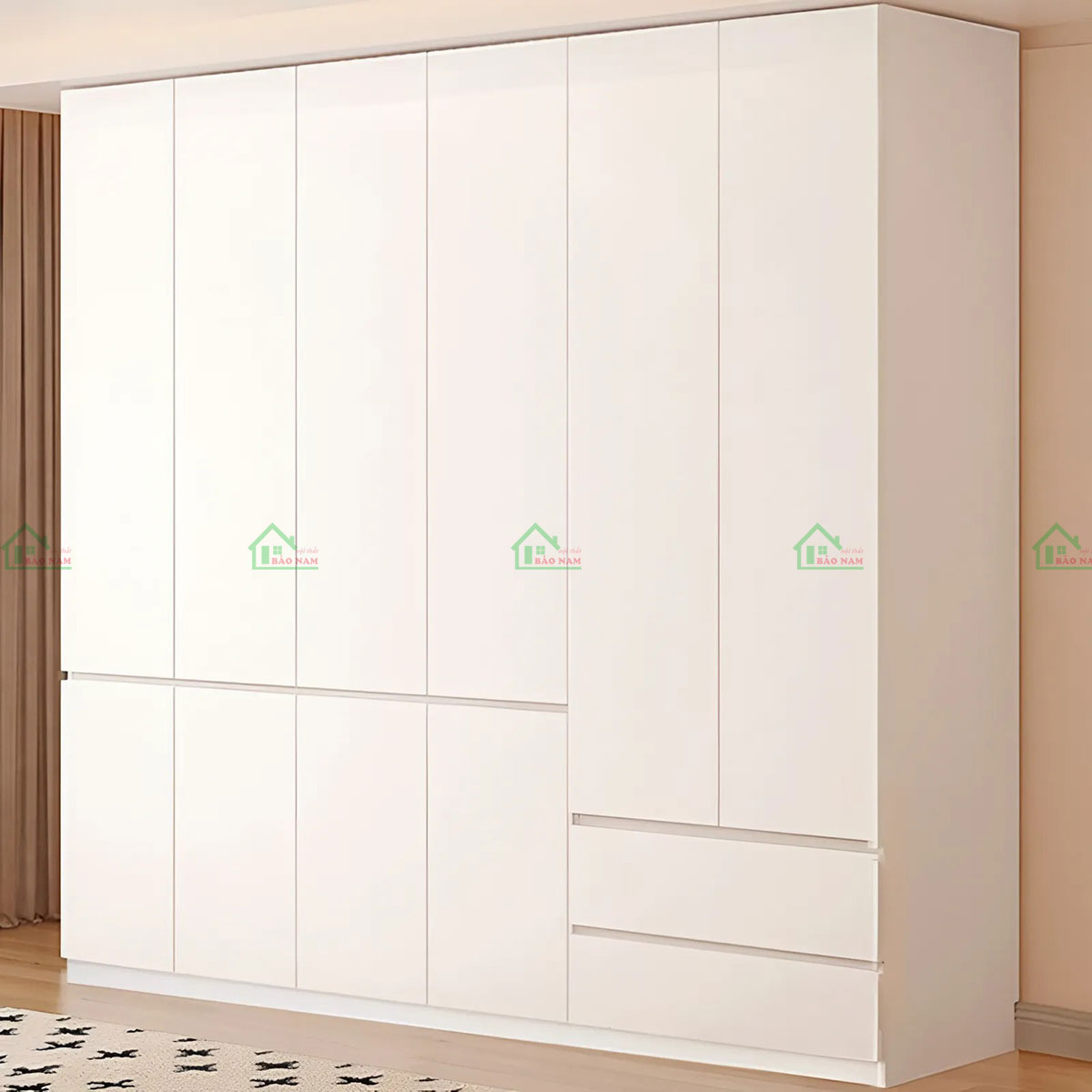 Chất liệu gỗ công nghiệp MDF chống ẩm phủ Melamine, độ bền cao của tủ quần áo TA78.