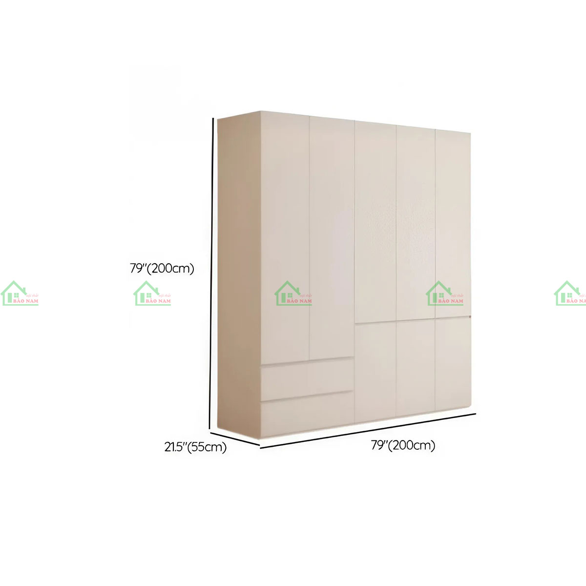 Tủ quần áo gỗ MDF TA78 - Kích thước 200cm x 55cm x 200cm