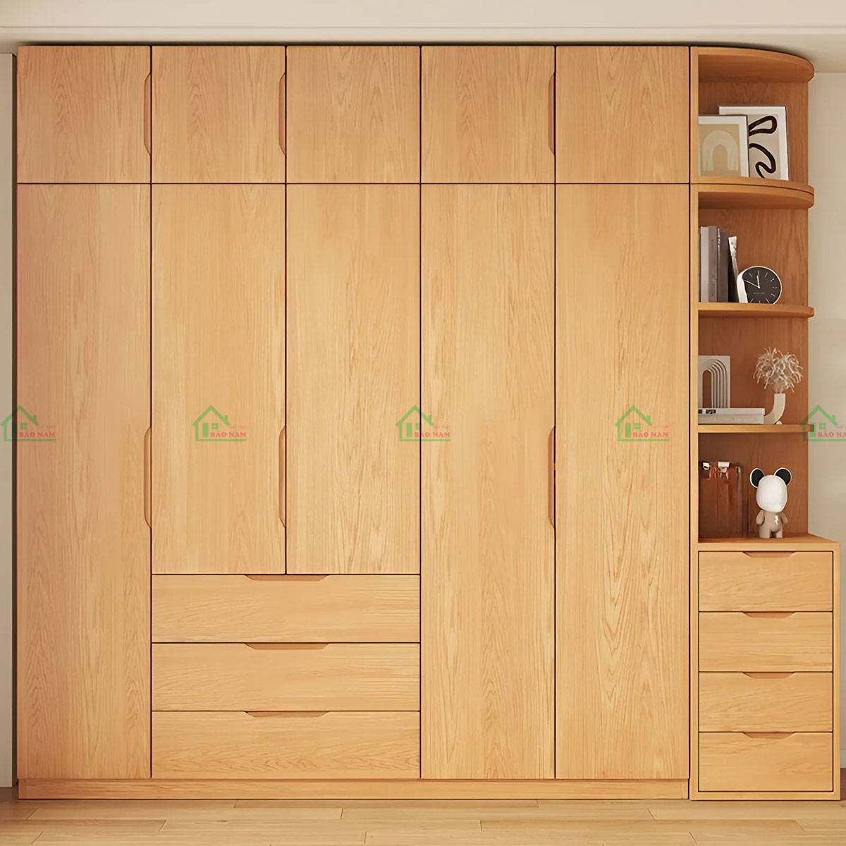 Tủ quần áo gỗ sồi tự nhiên TATN31 với thiết kế hiện đại
