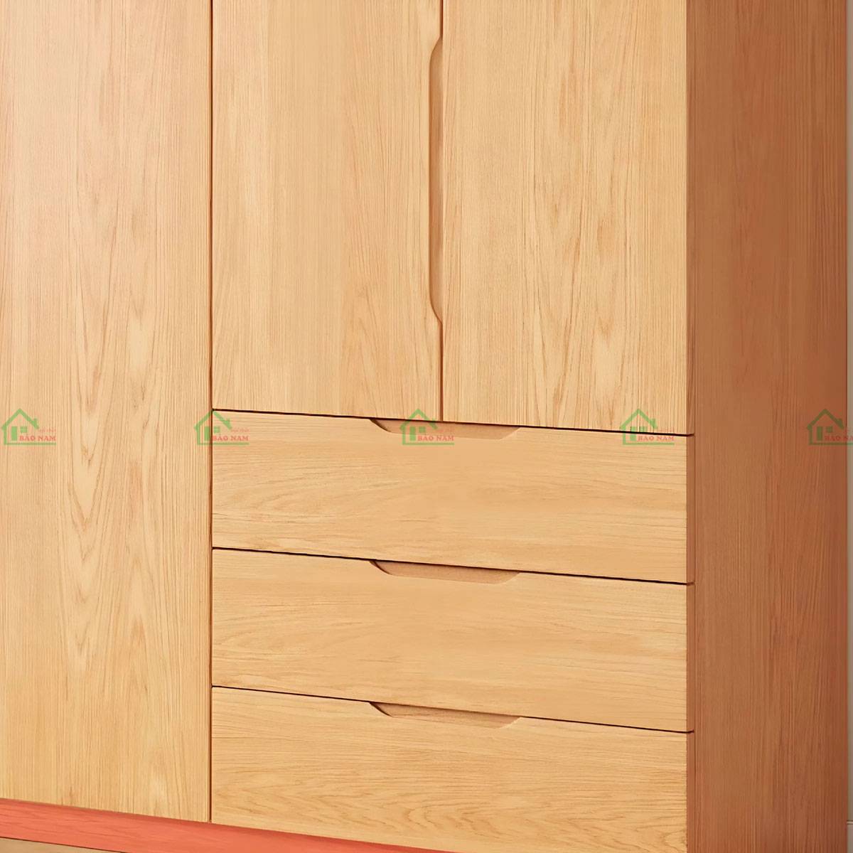 Chi tiết cánh tủ gỗ sồi TATN31 với tay nắm âm