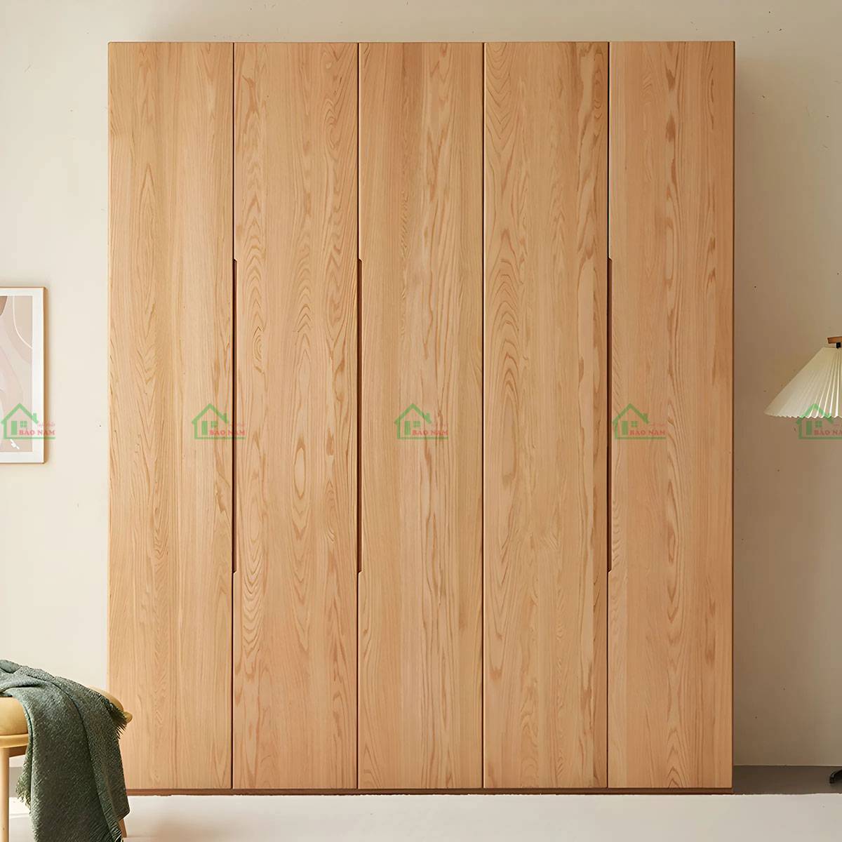 Tủ quần áo gỗ sồi tự nhiên giá rẻ TATN35 thiết kế tối giản hiện đại