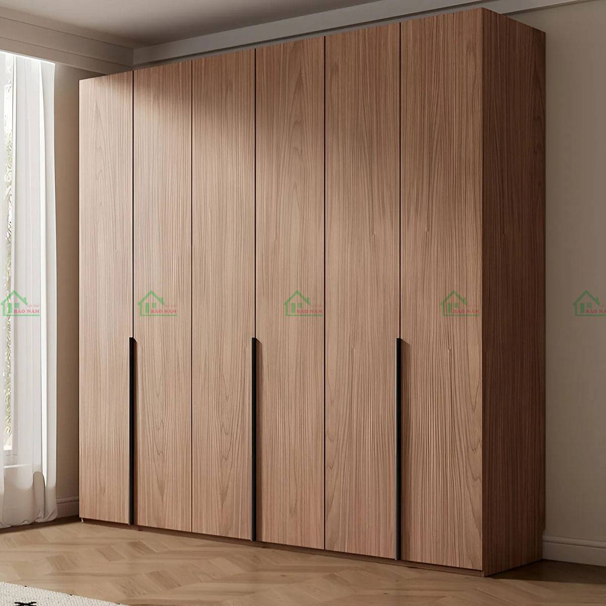 Tủ quần áo gỗ sồi TATB17 hiện đại, thiết kế tối giản, màu nâu tự nhiên ấm áp