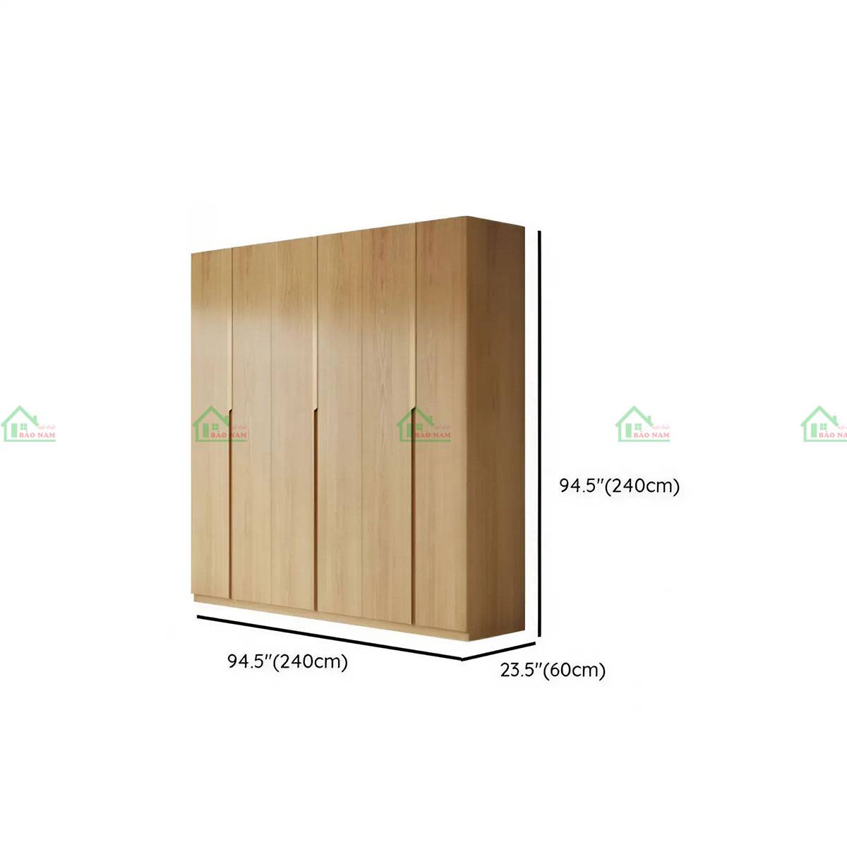 Tủ quần áo gỗ sồi 240cm x 60cm x 240cm