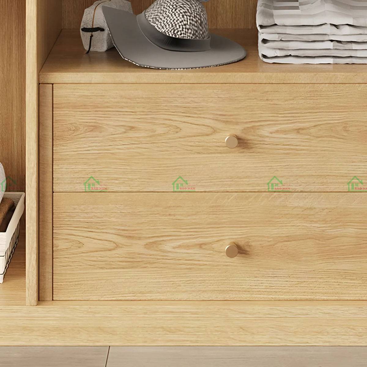 Tủ quần áo TATN28 sơn PU màu nâu sáng tự nhiên, dễ dàng phối hợp với nội thất khác