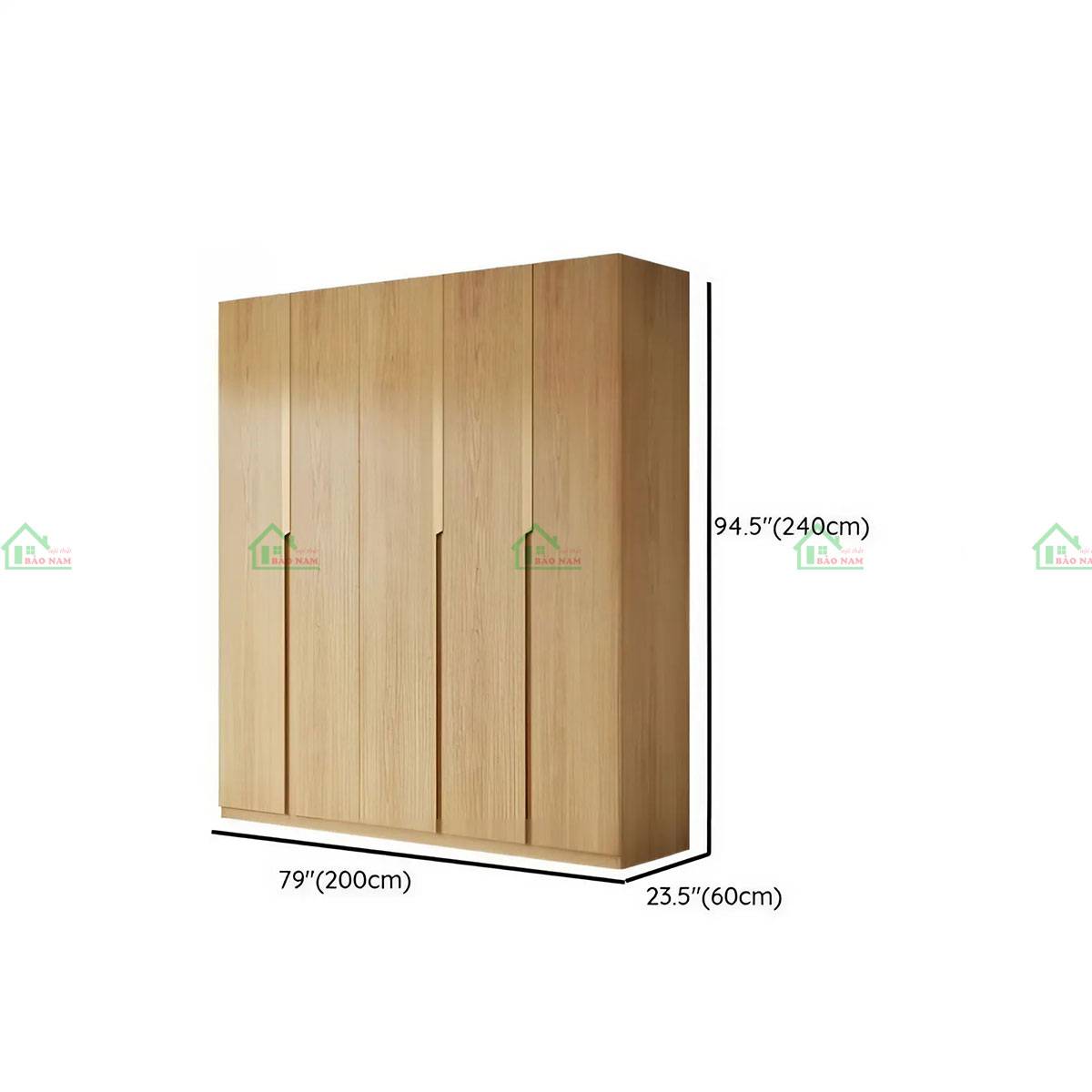Tủ quần áo gỗ sồi 200cm x 60cm x 240cm