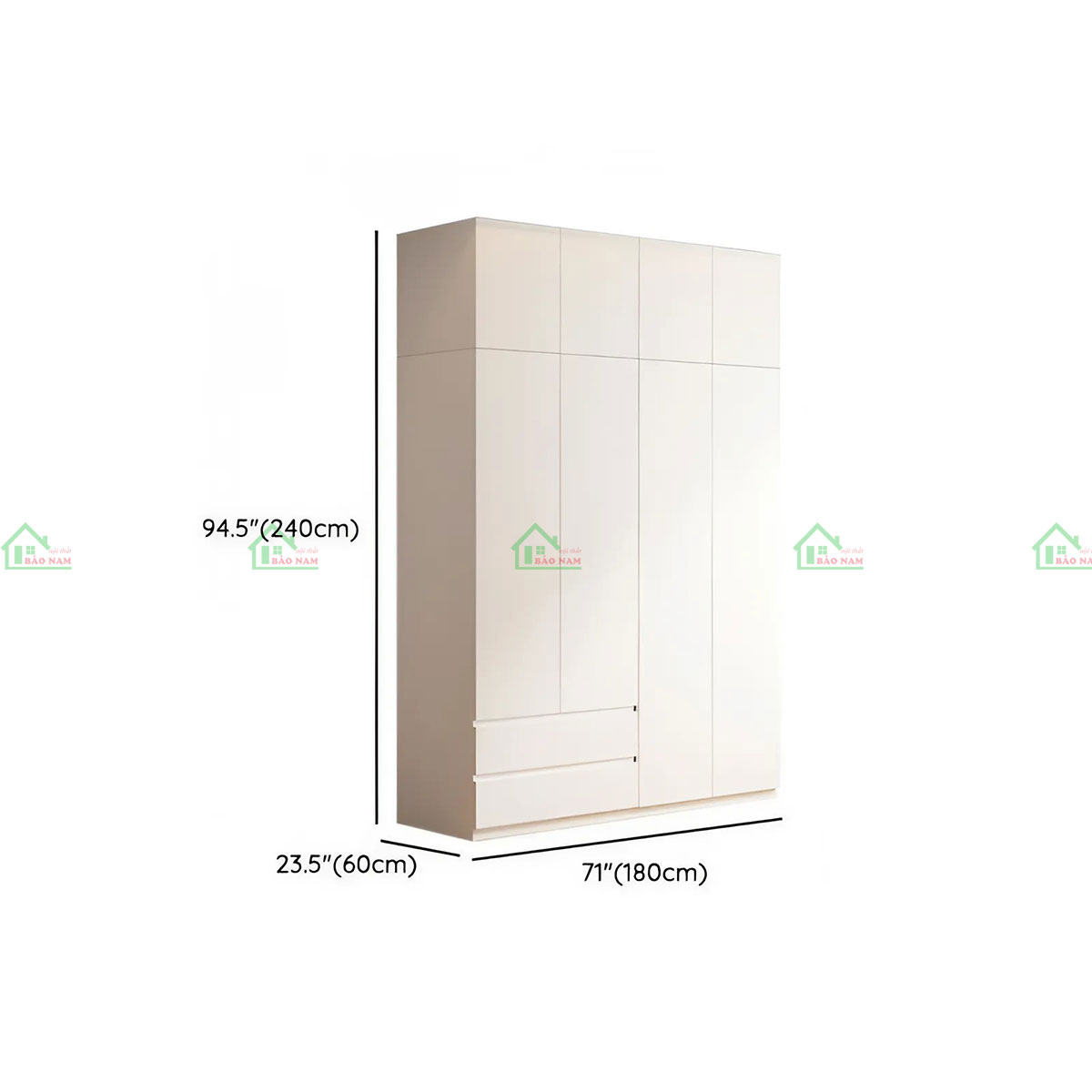 Tủ quần áo kịch trần TA79 - Kích thước 180cm x 60cm x 240cm