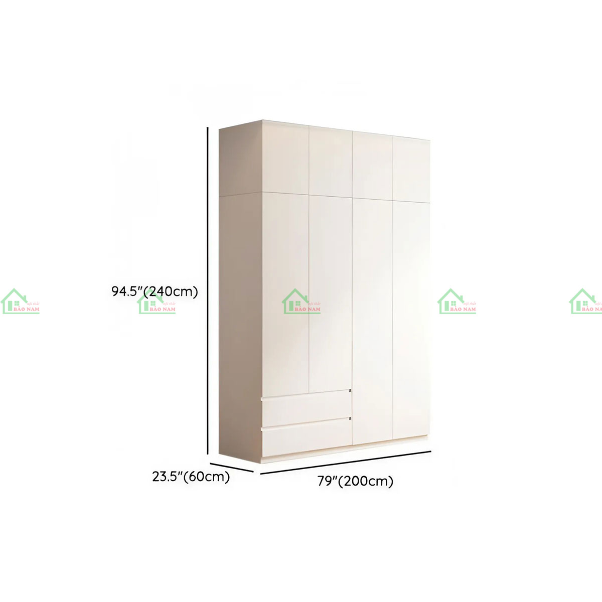Tủ quần áo kịch trần TA79 - Kích thước 200cm x 60cm x 240cm