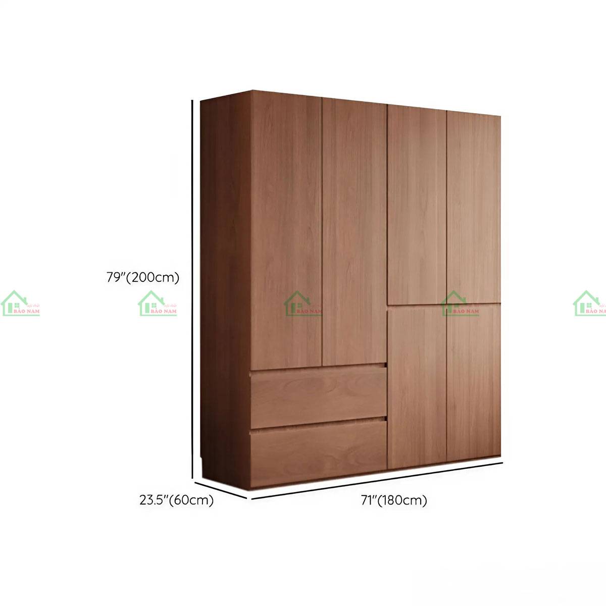 Tủ gỗ TATN08 với khung treo dài, treo ngắn và tiện ích tiện ích