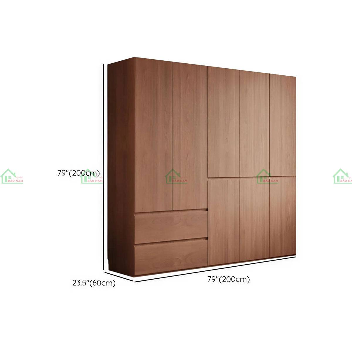 Thiết kế nội thất phòng ngủ với tủ quần áo gỗ tự nhiên sang trọng TATN08