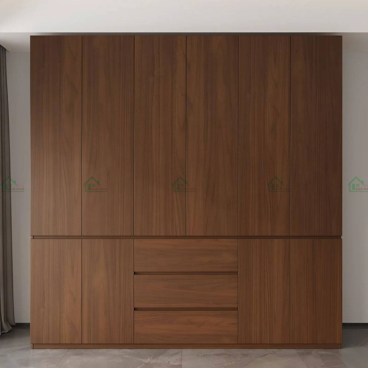 Tủ quần áo gỗ sồi tự nhiên TATN07 thiết kế tối giản, không tay nắm