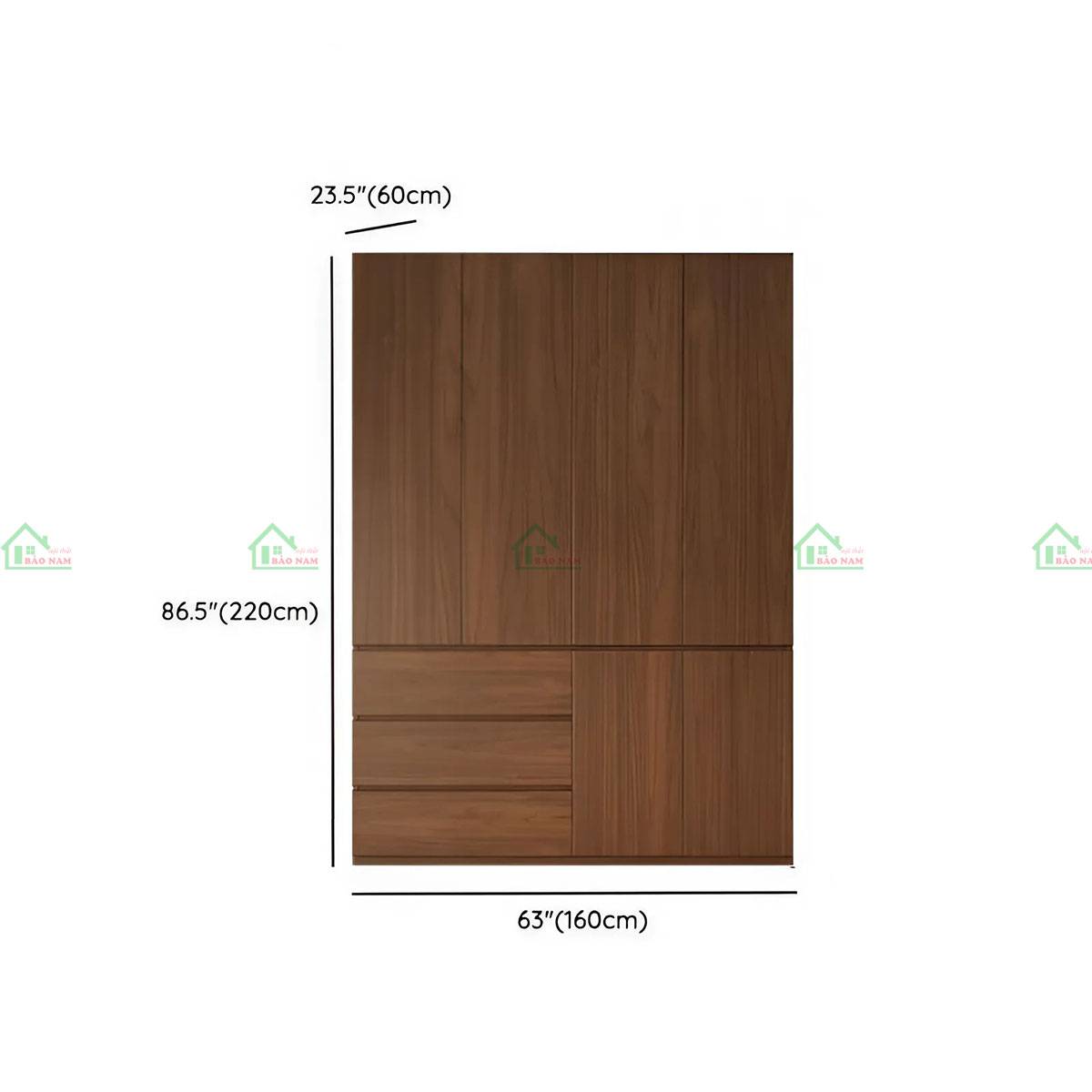 Tủ quần áo gỗ tự nhiên hiện đại TATN07 kích thước 160cm x 220cm x 60cm