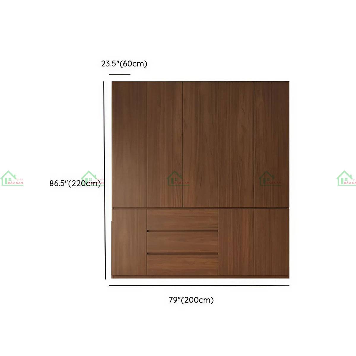 Tủ quần áo gỗ tự nhiên hiện đại TATN07 kích thước 200cm x 220cm x 60cm